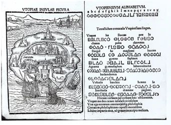 Map of the Island of Utopia and its Alphabet